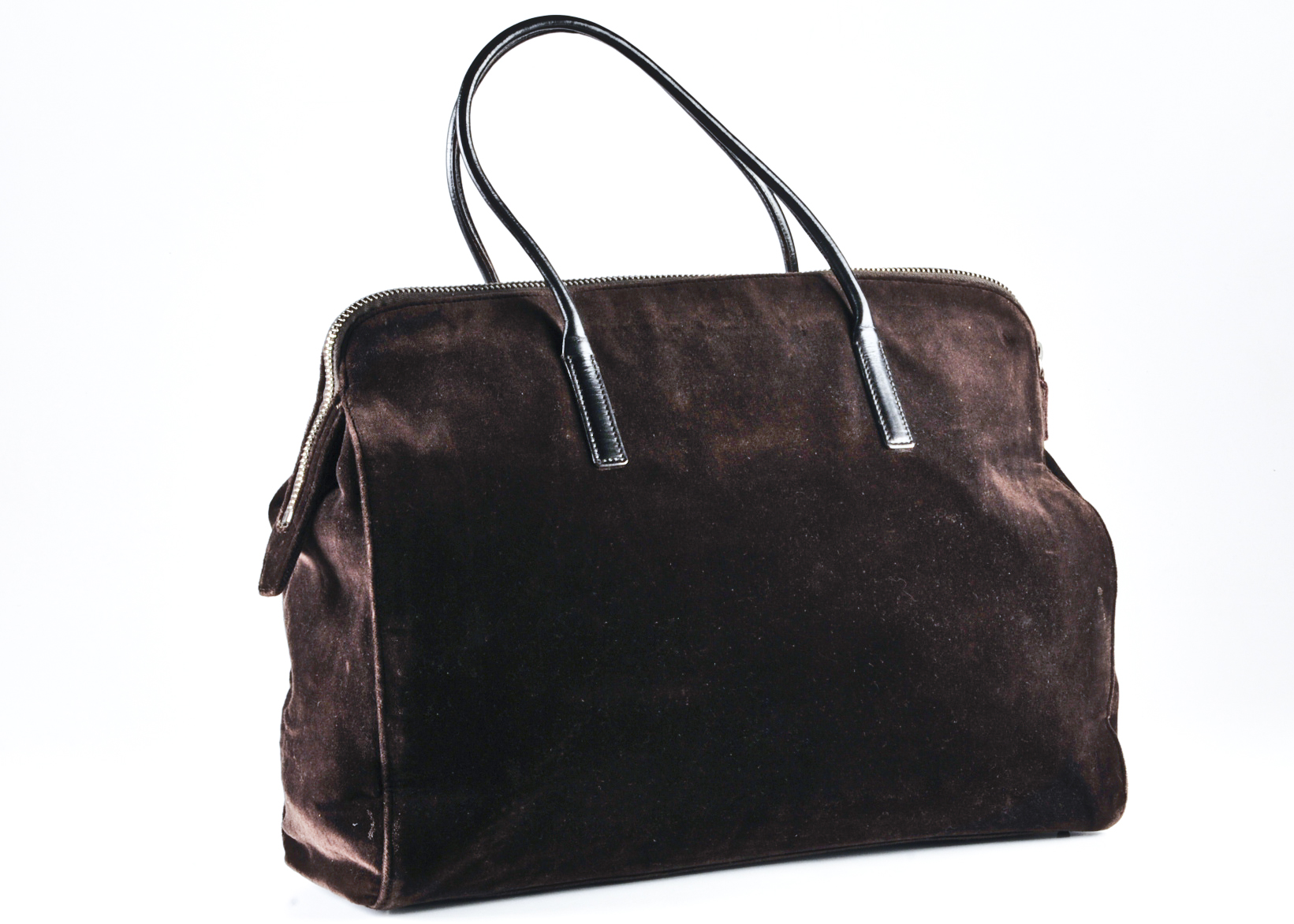 Prada Designer Chocolate Velour Shoulder Bag