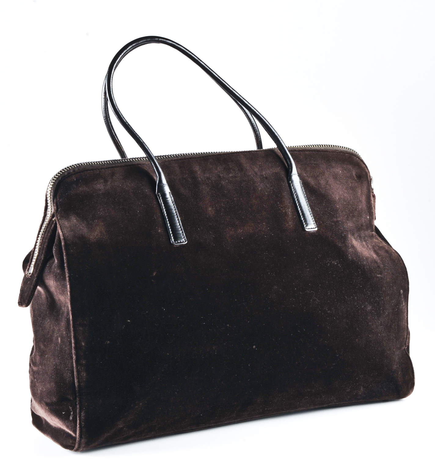 Prada Designer Chocolate Velour Shoulder Bag