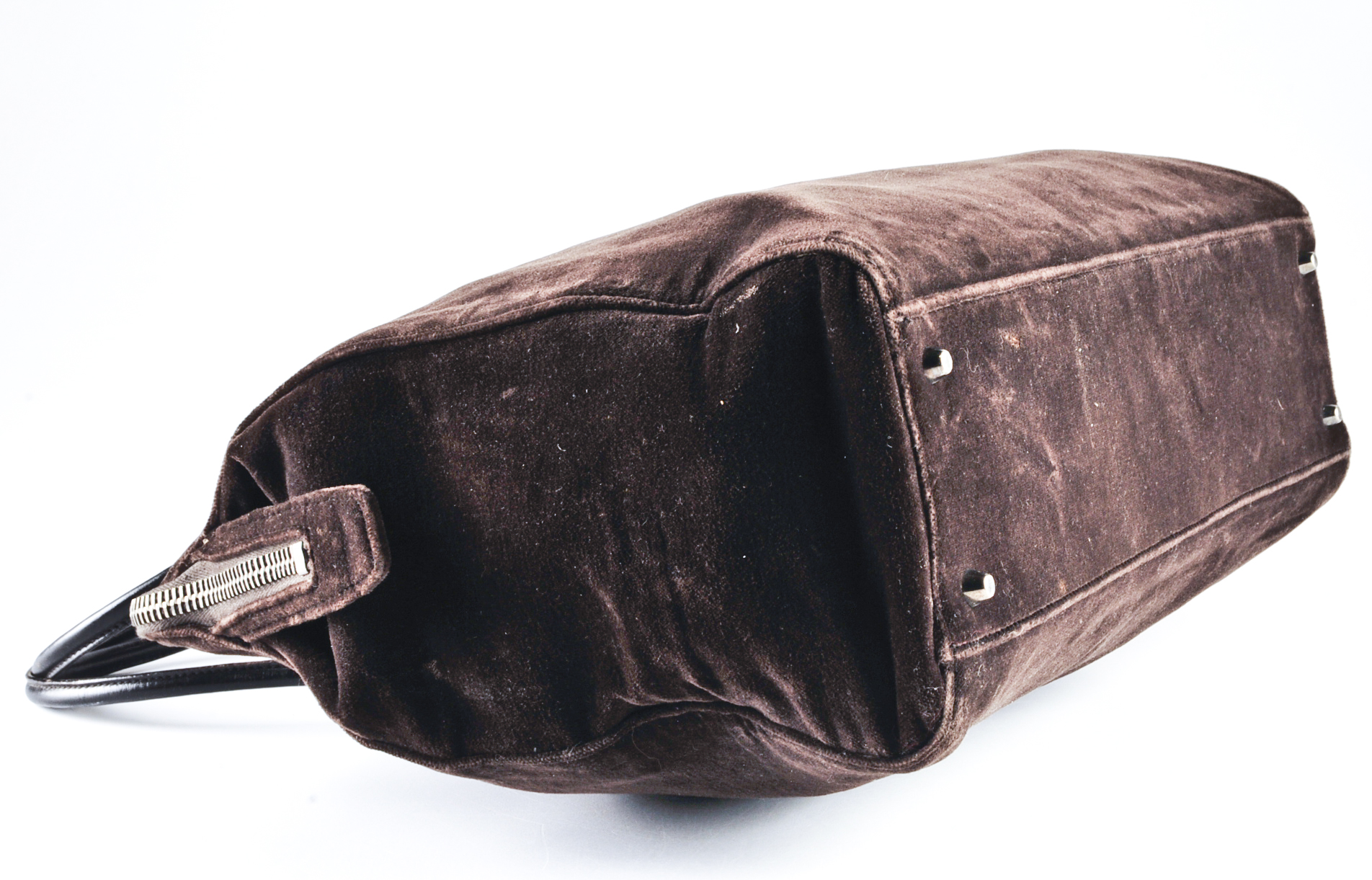 Prada Designer Chocolate Velour Shoulder Bag