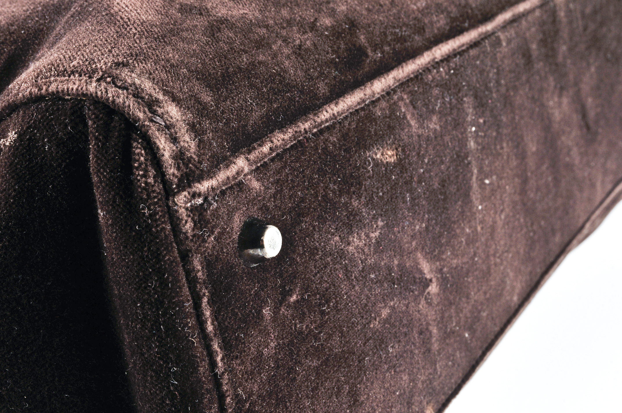 Prada Designer Chocolate Velour Shoulder Bag