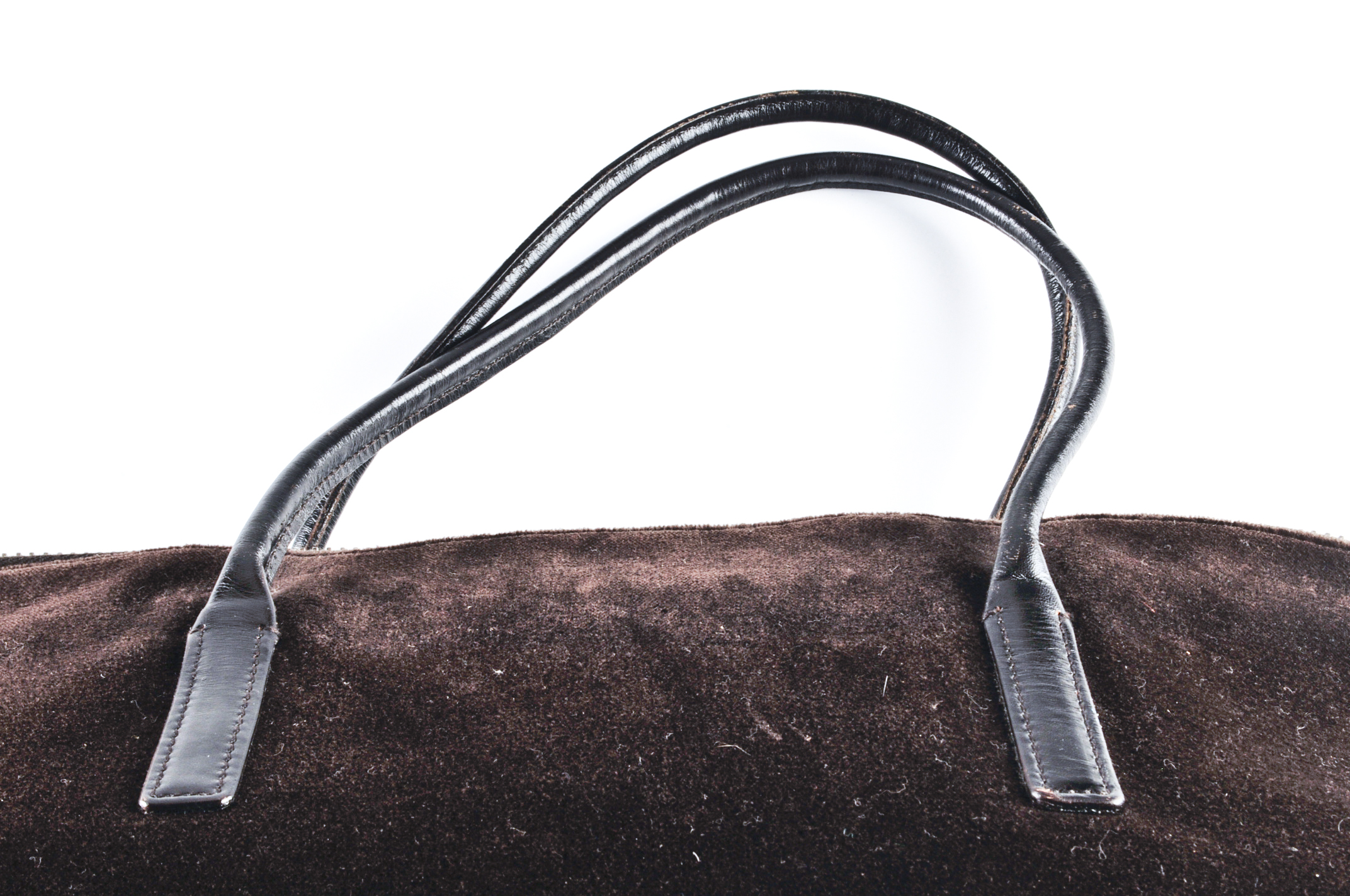 Prada Designer Chocolate Velour Shoulder Bag