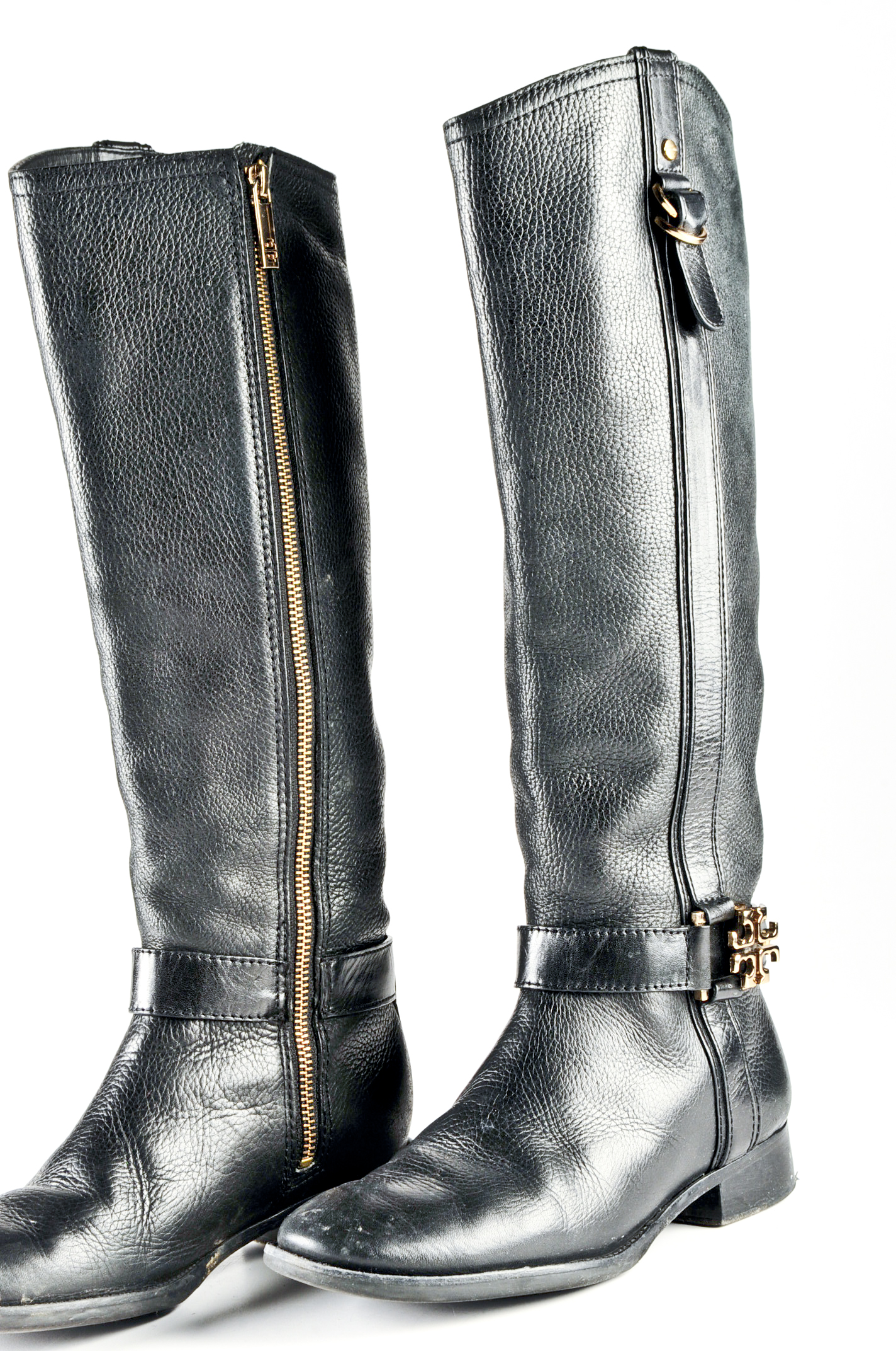 Tory Burch Pebbled Black Leather Boots