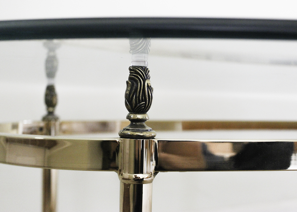 Glass Top Gold Tone Metal Coffee Table