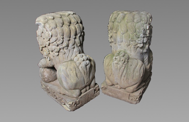 Pair of Concrete Foo Dog Statues
