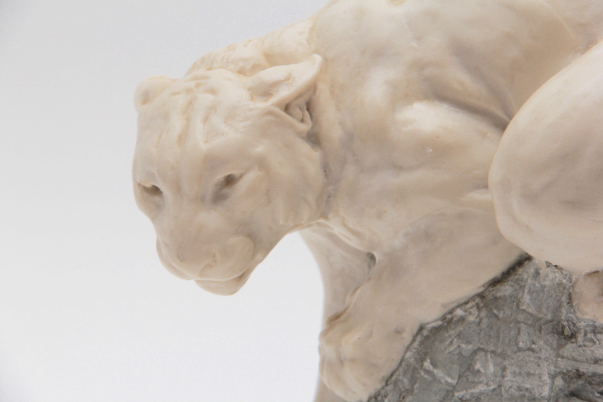 Listed Artist Joseph Boulton "White Mountain Lion" Statue