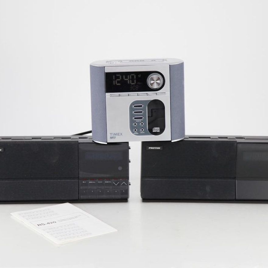 Proton and Timex CD and AM/FM Clock Radios