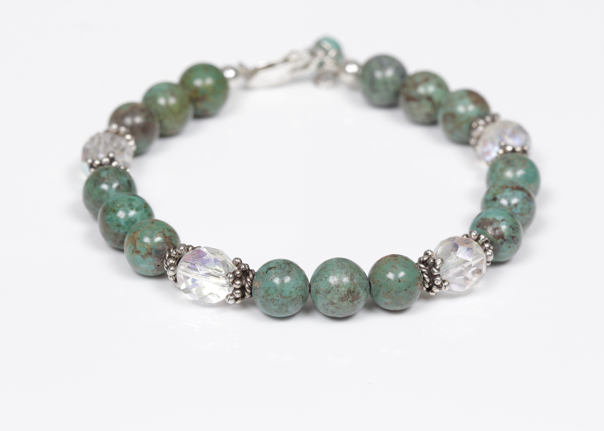 Sterling Silver Turquoise and Crystal Bracelet