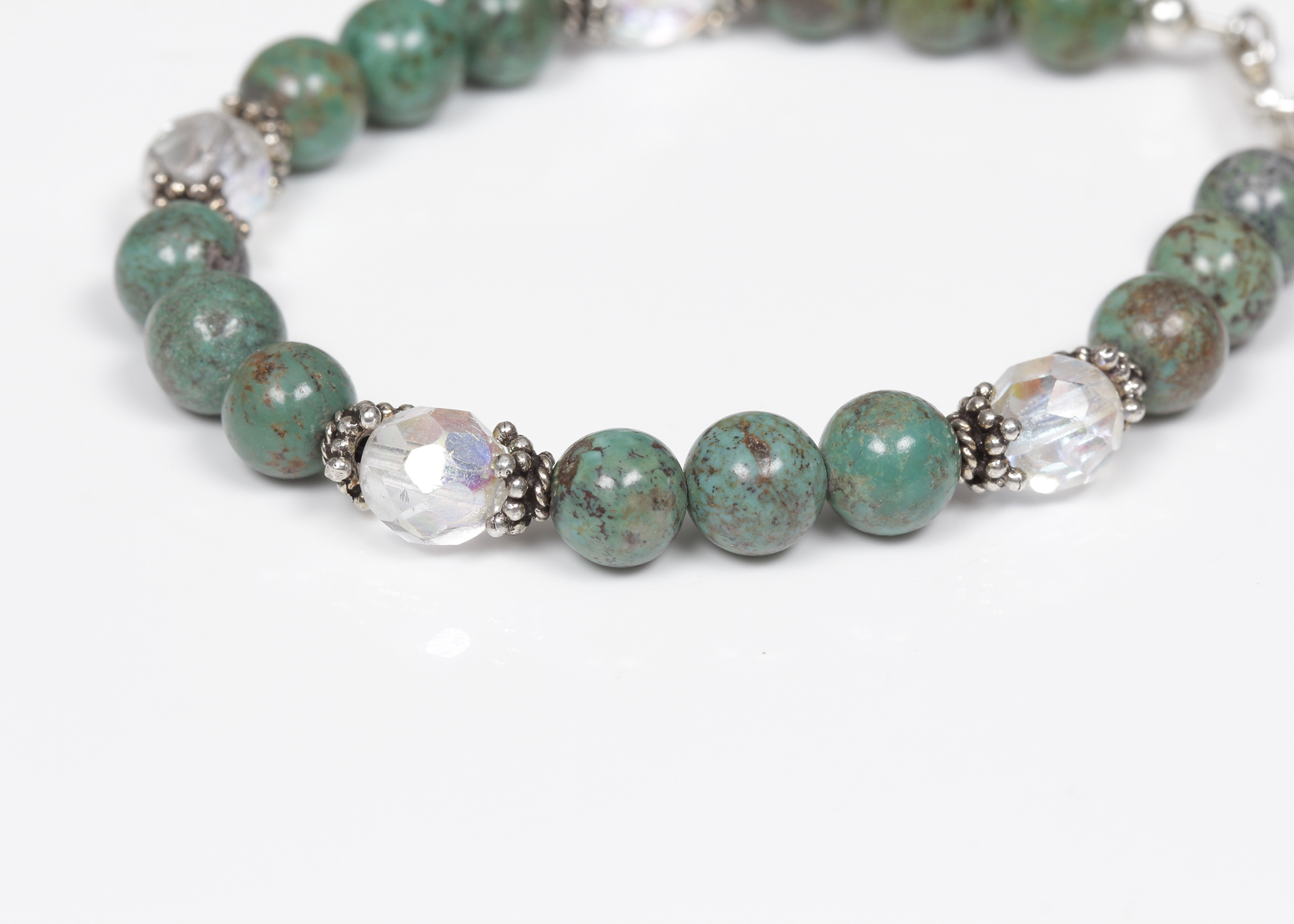 Sterling Silver Turquoise and Crystal Bracelet