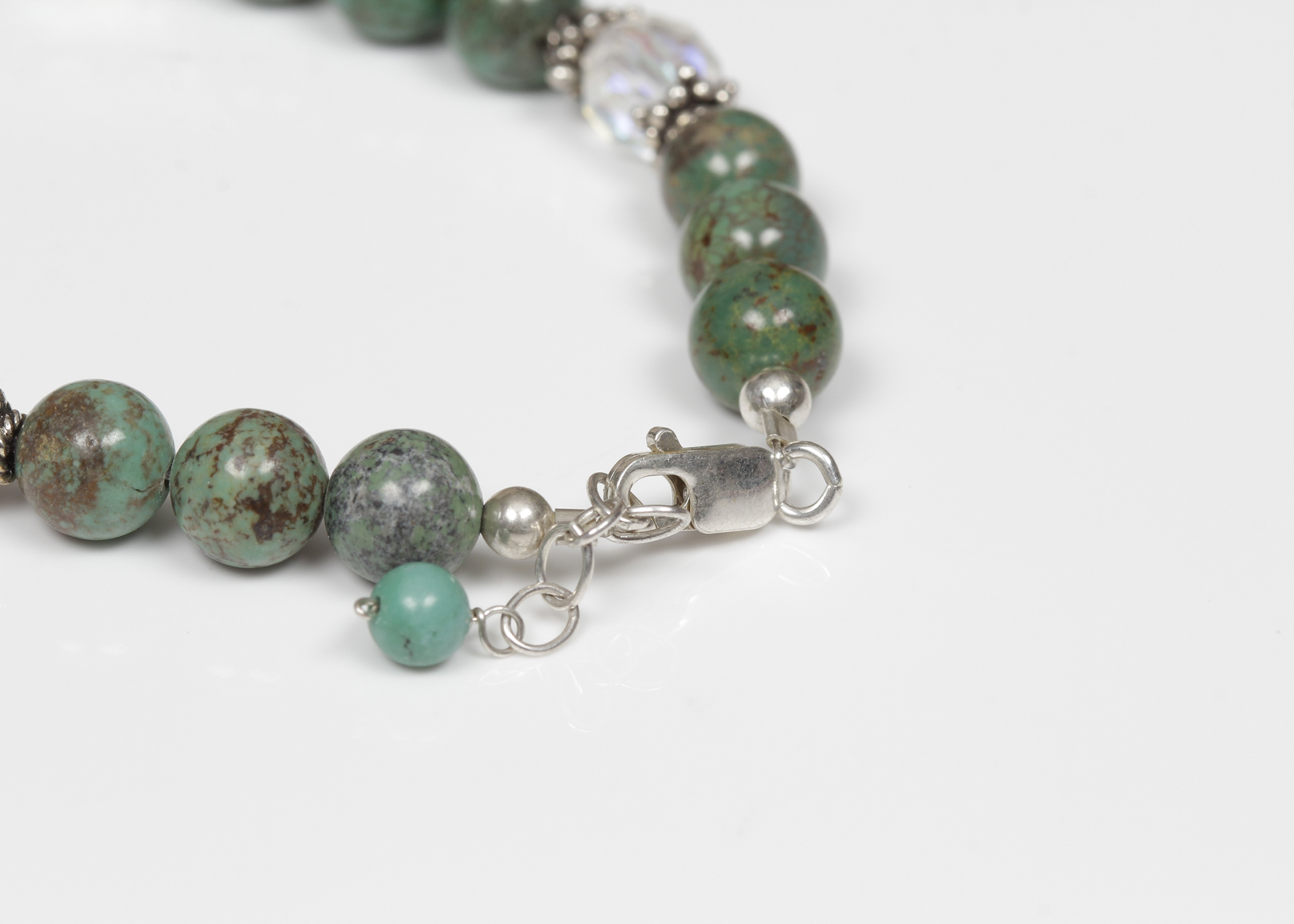 Sterling Silver Turquoise and Crystal Bracelet