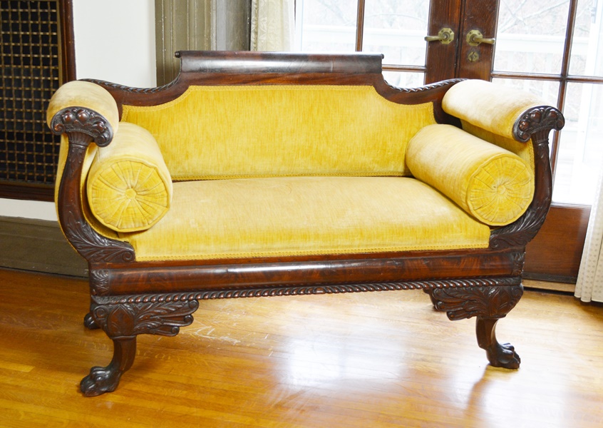 Circa 1830 Antique Empire Walnut Settee