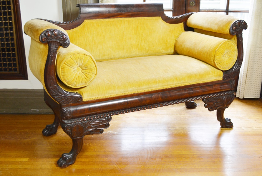 Circa 1830 Antique Empire Walnut Settee