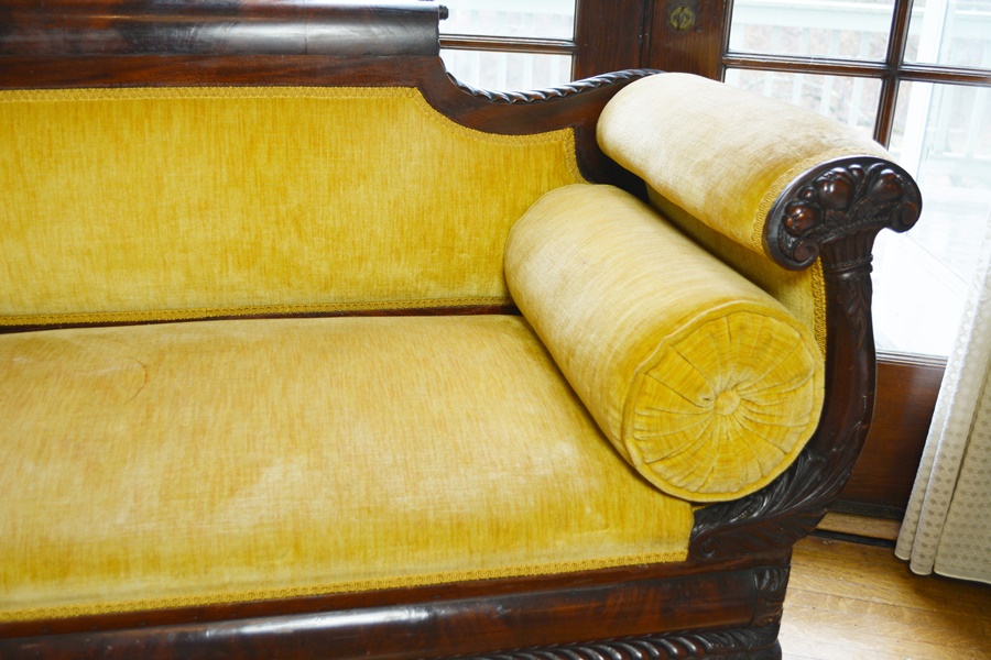 Circa 1830 Antique Empire Walnut Settee