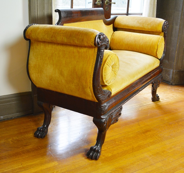 Circa 1830 Antique Empire Walnut Settee