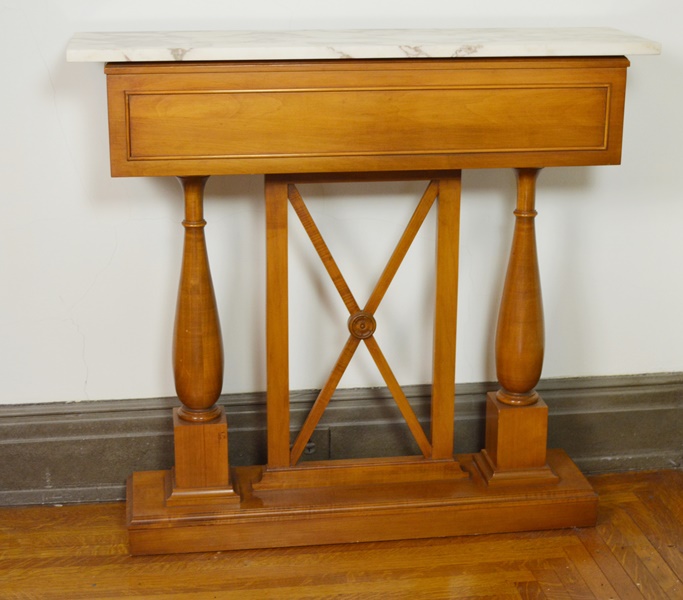 Modern Directoire Style Rectangular Marble and Wood Planter/Table