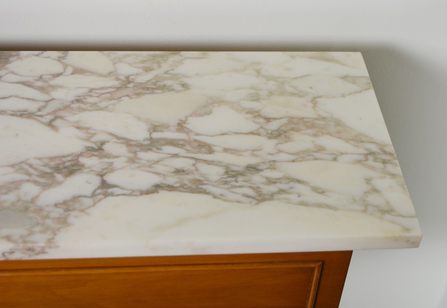 Modern Directoire Style Rectangular Marble and Wood Planter/Table