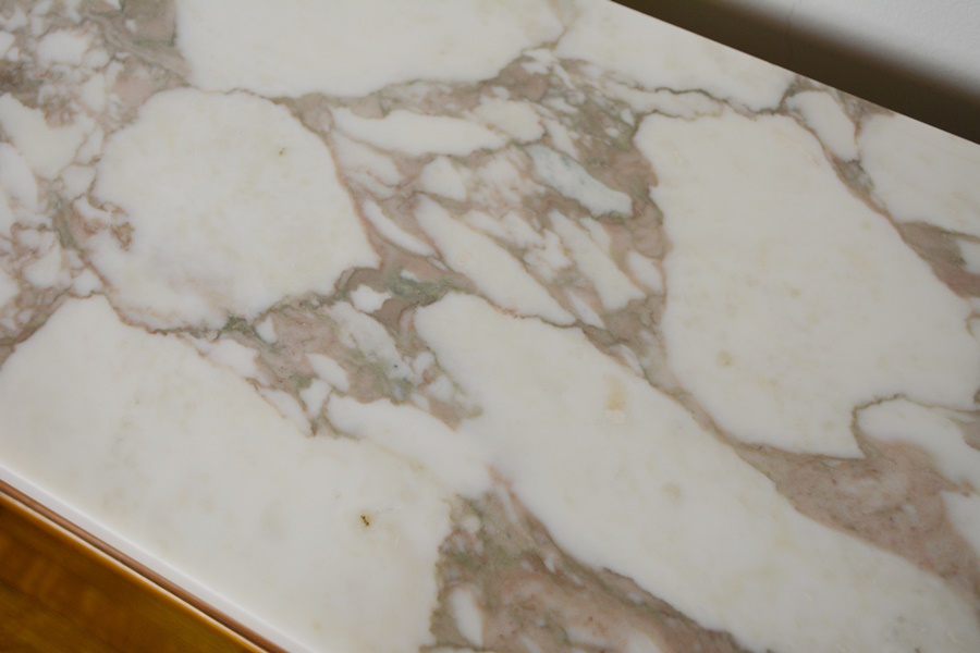 Modern Directoire Style Rectangular Marble and Wood Planter/Table