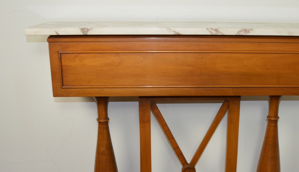 Modern Directoire Style Rectangular Marble and Wood Planter/Table