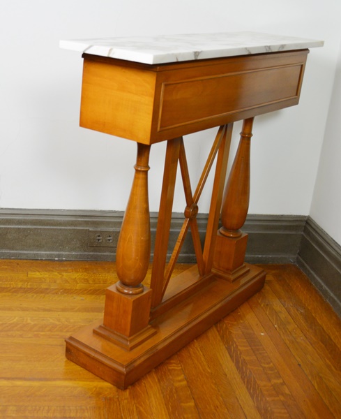 Modern Directoire Style Rectangular Marble and Wood Planter/Table