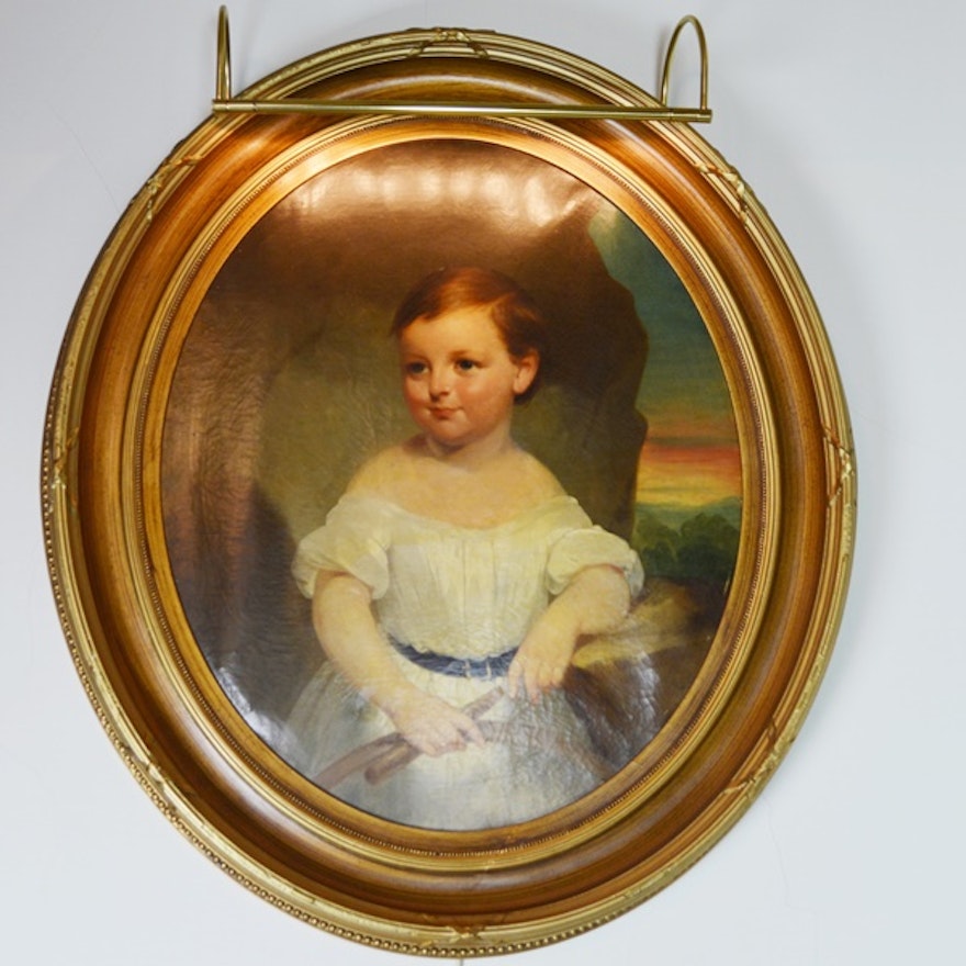 Original Oil Portrait of George Wooley as A Young Boy With Light