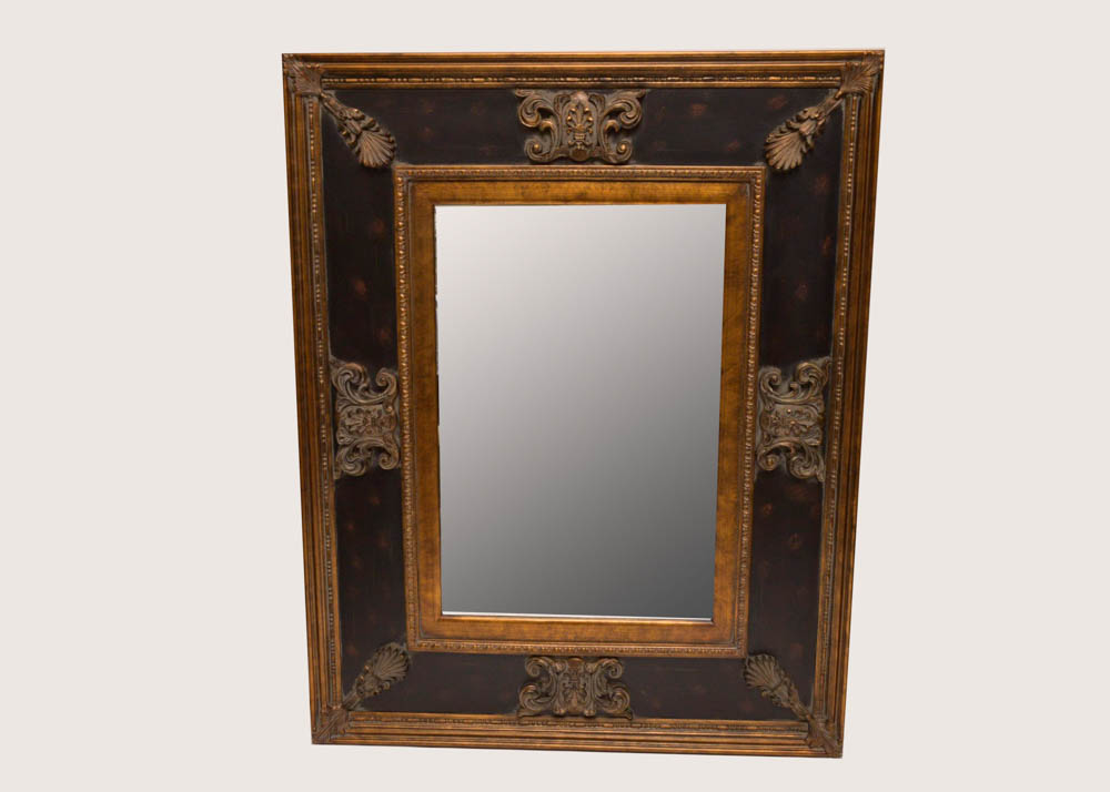 Framed Beveled Glass Wall Mirror