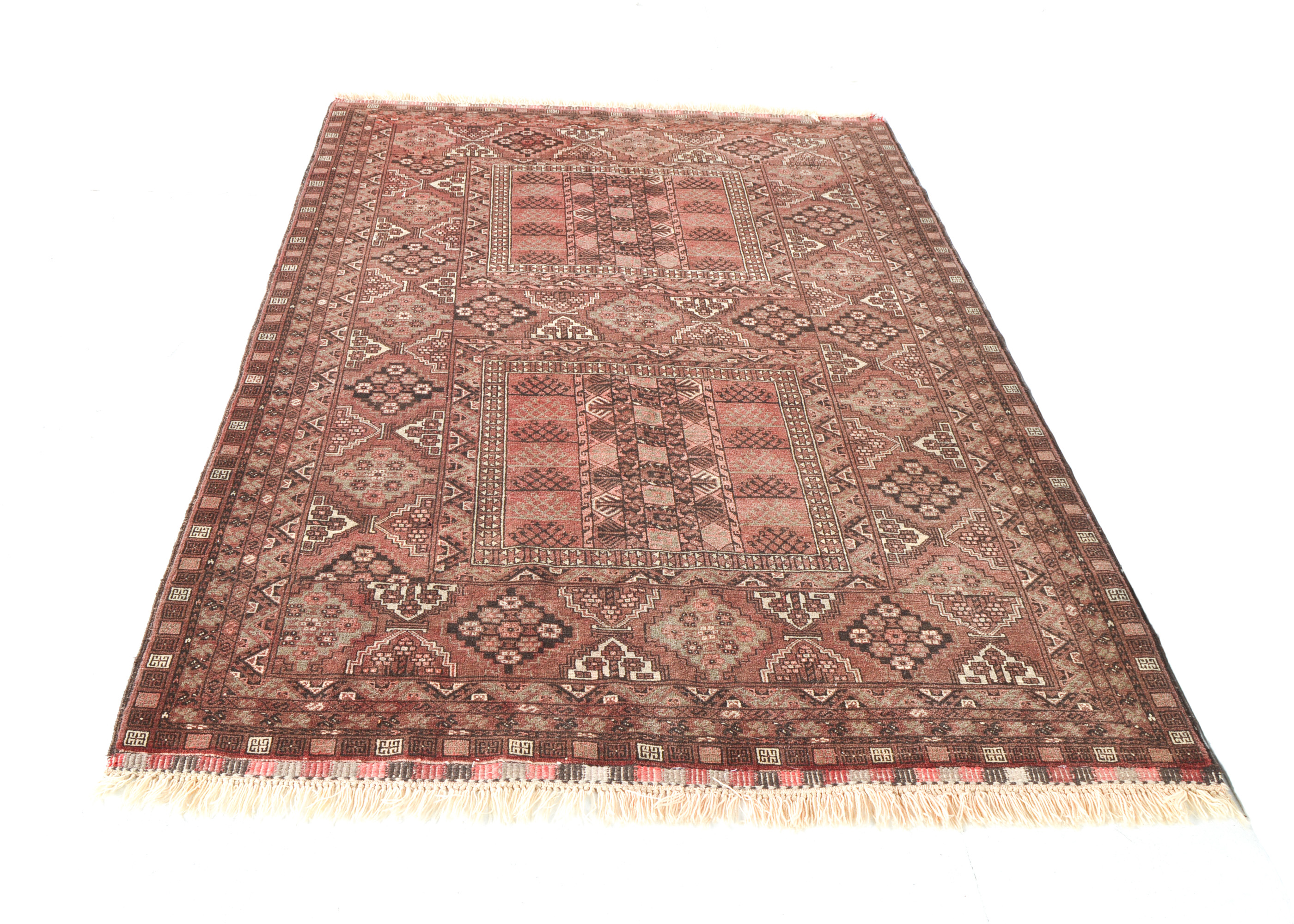Vintage Pakistani Red Hand-Knotted Area Rug