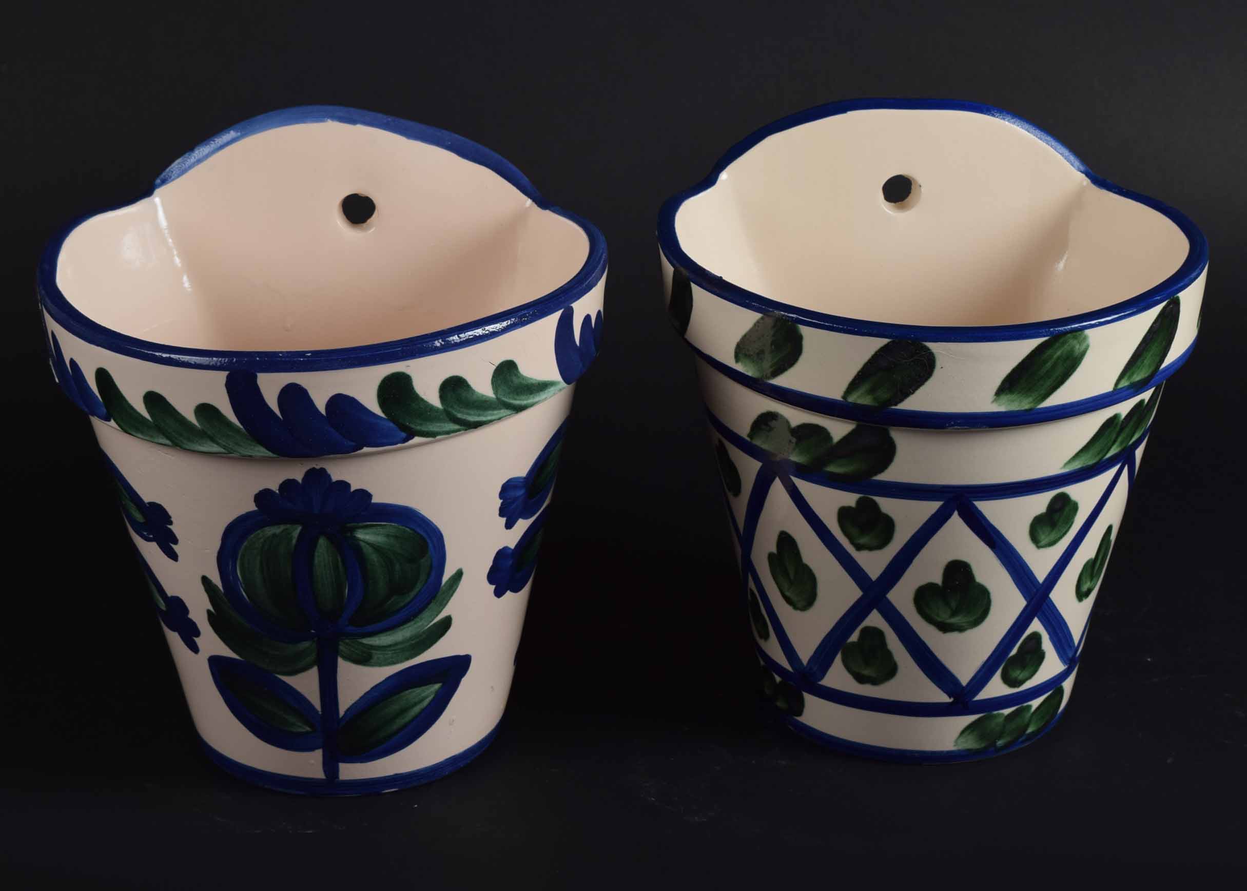 White, Green and Blue Hand Crafted Pots