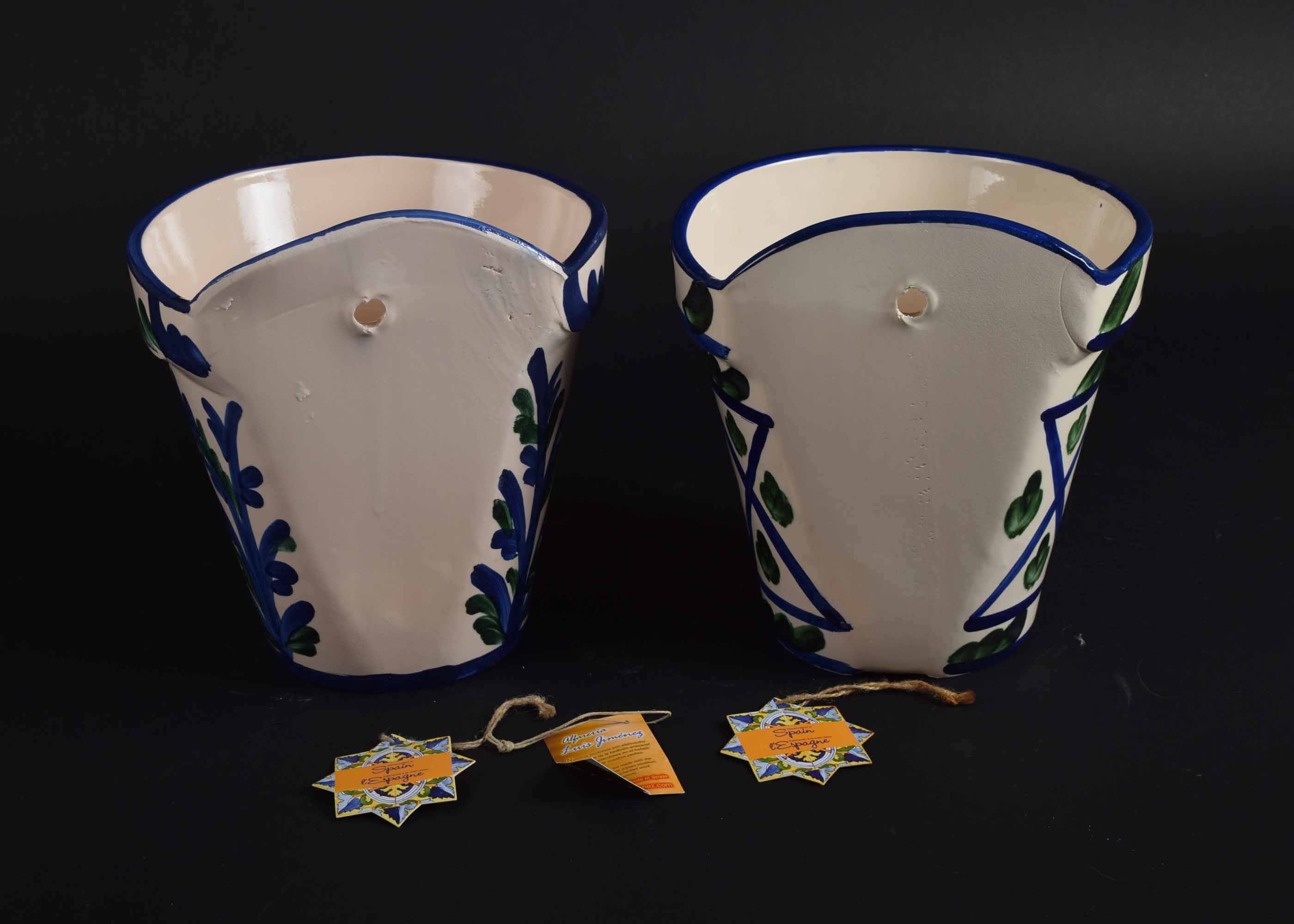 White, Green and Blue Hand Crafted Pots