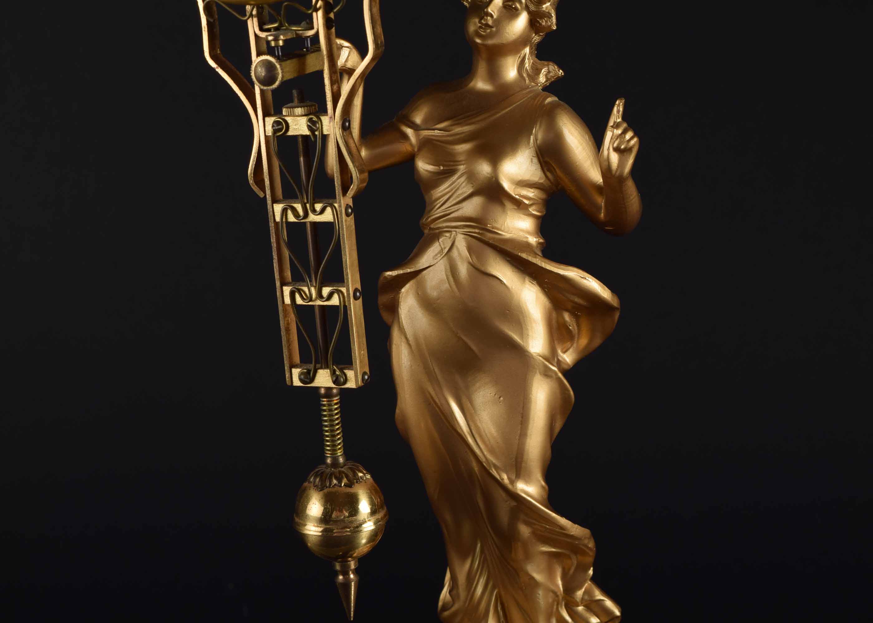 Vintage Art Nouveau Lady Diana Wagger Balancing Linden Clock