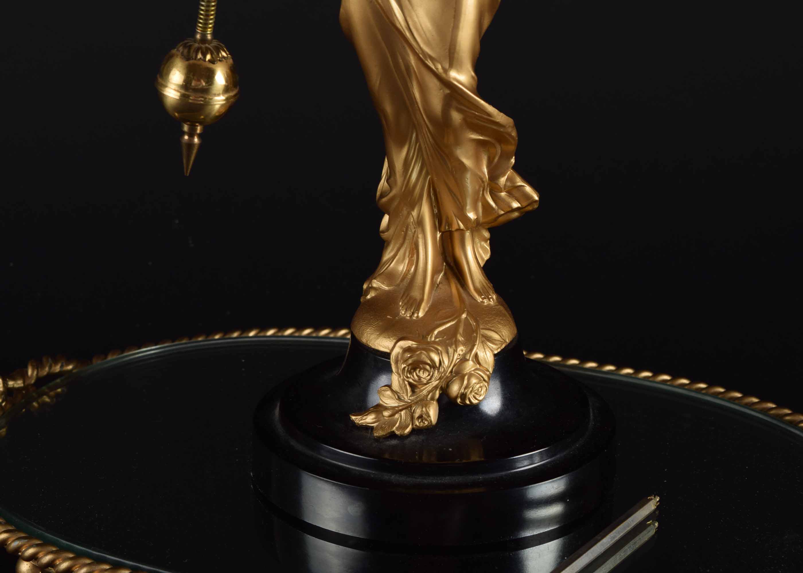 Vintage Art Nouveau Lady Diana Wagger Balancing Linden Clock