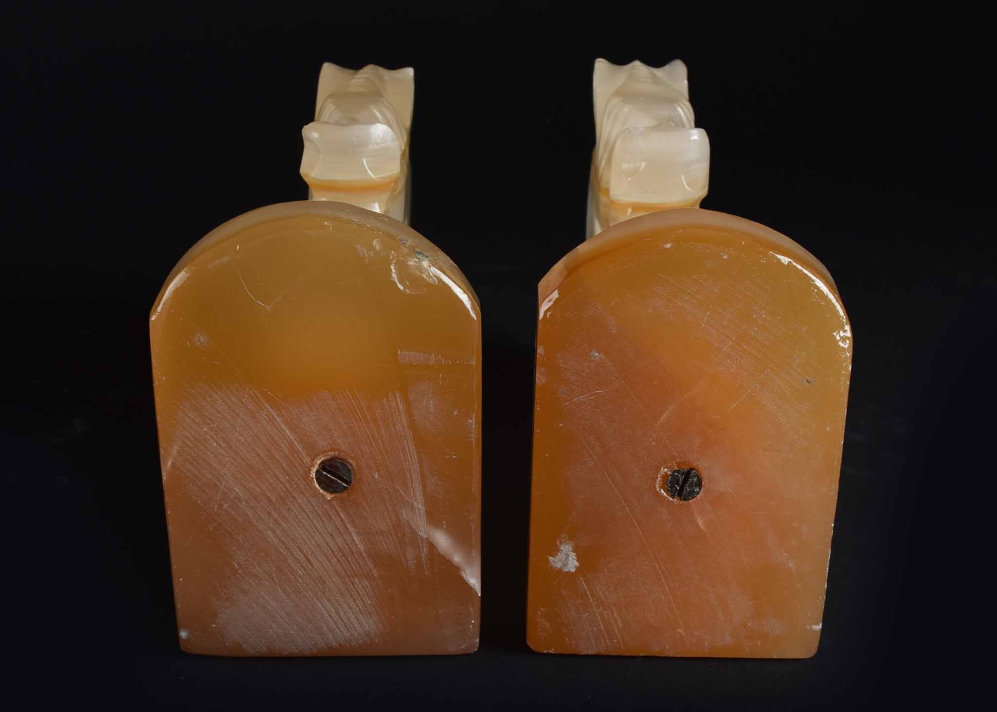 Horse Head Bookends and Vintage Milk Glass Art Deco Horse Heads Cup