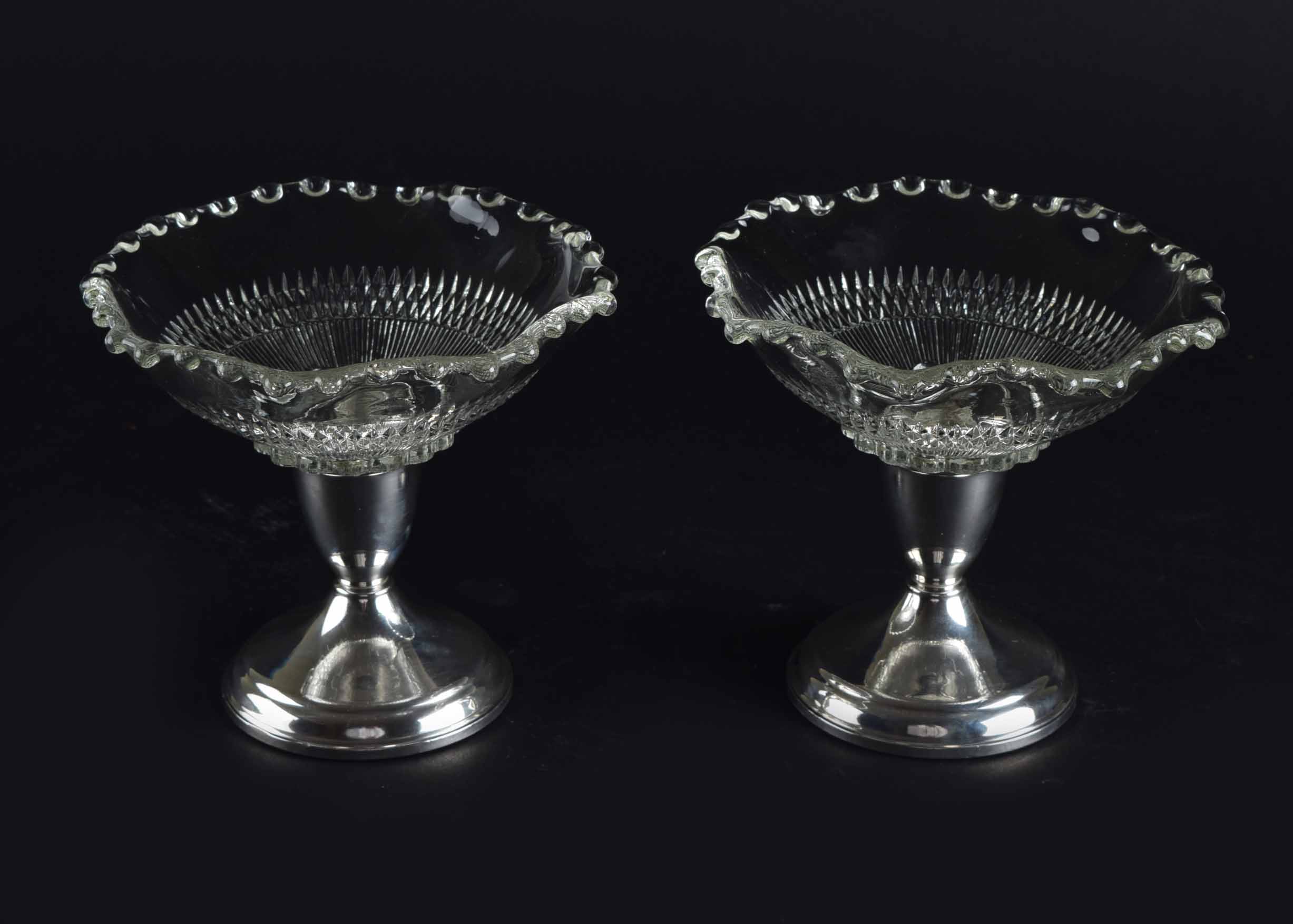 Vintage Imperial Candlewick Duchin Creations Weighted Sterling Silver Candy/Serving Bowls