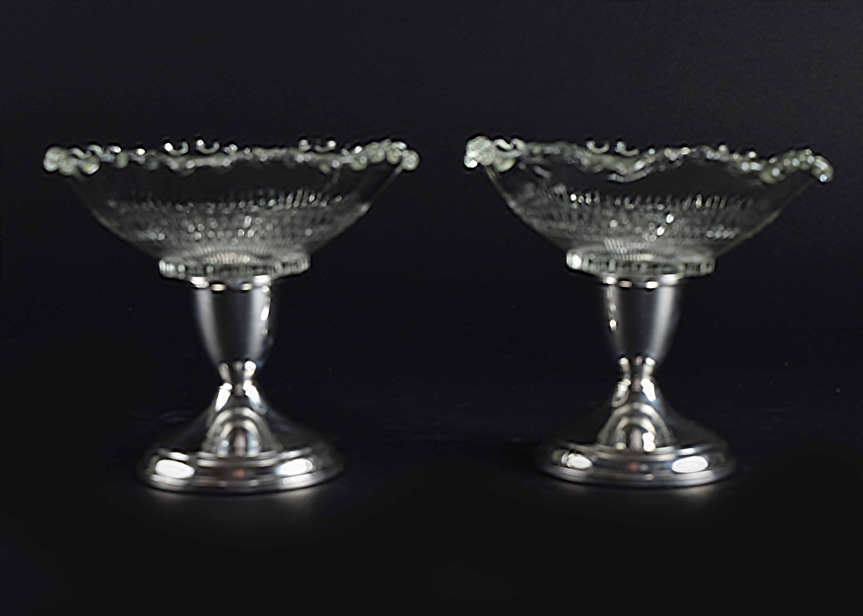 Vintage Imperial Candlewick Duchin Creations Weighted Sterling Silver Candy/Serving Bowls