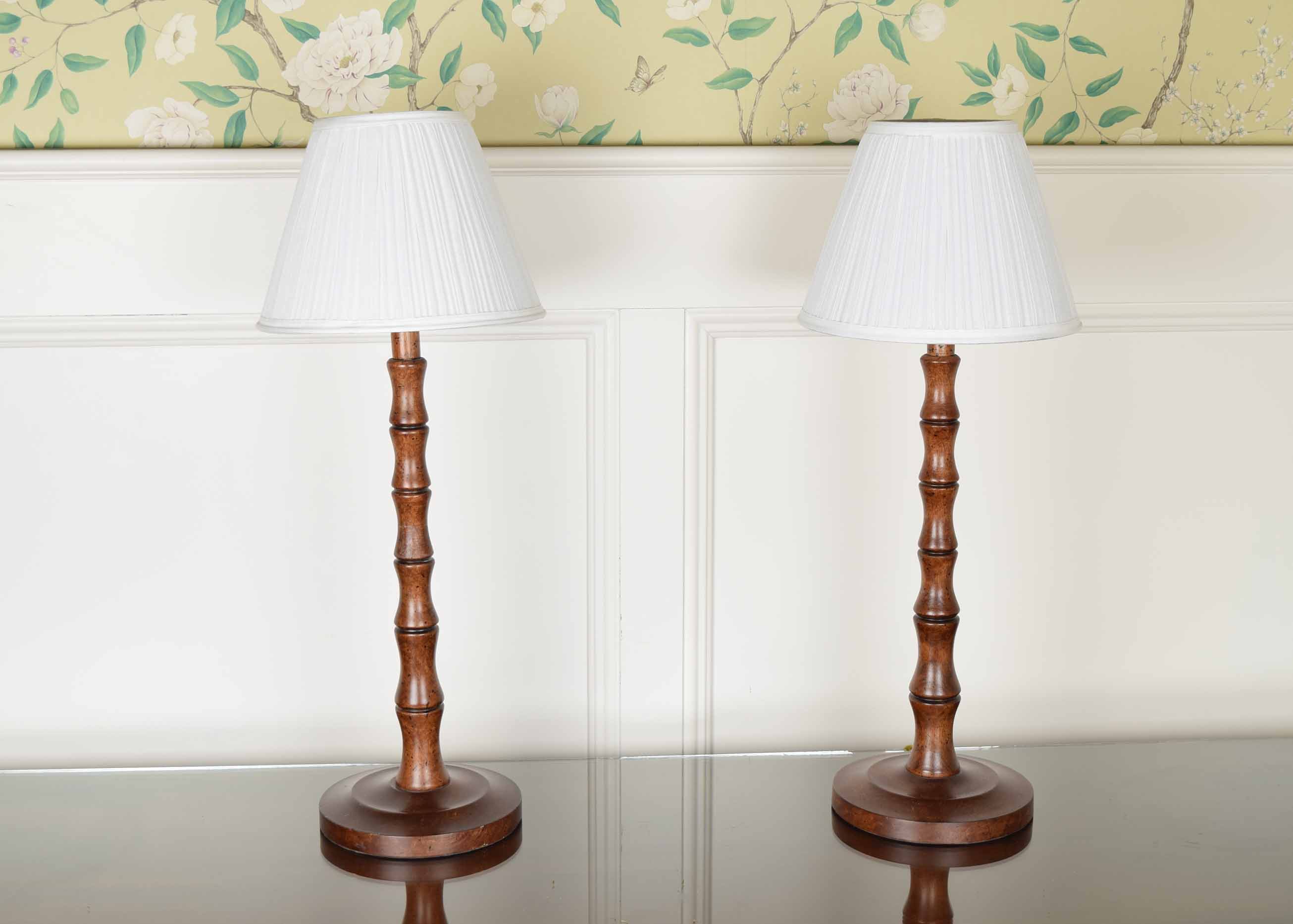Pair of Wood Buffet Lamps