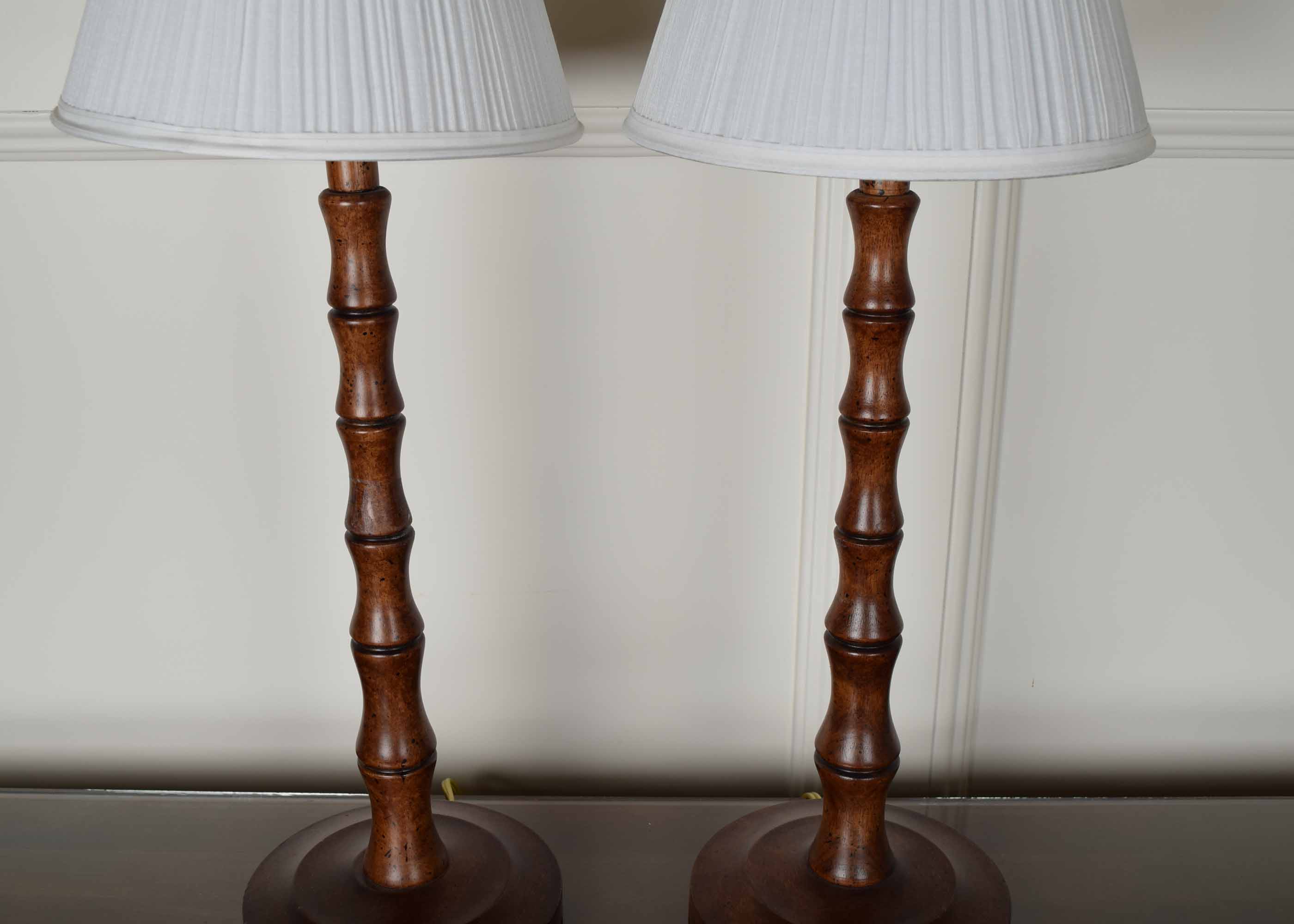 Pair of Wood Buffet Lamps