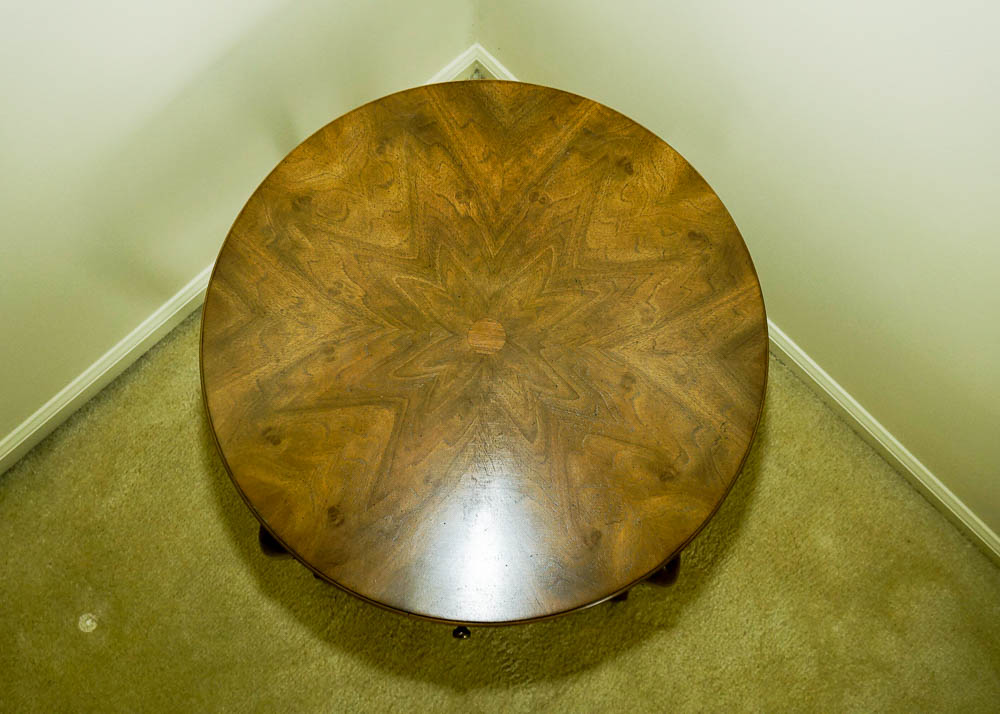 John Widdicomb Walnut End Table with Star Woodgrain Pattern