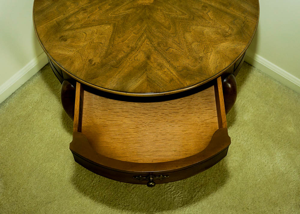 John Widdicomb Walnut End Table with Star Woodgrain Pattern