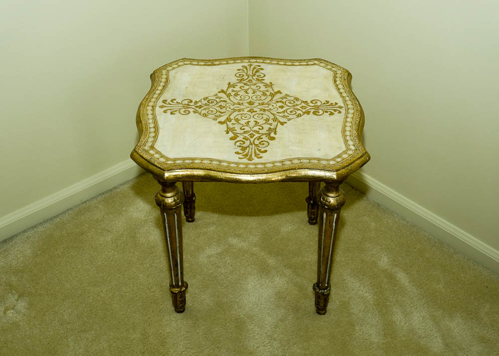 Cream and Gold Accent Table