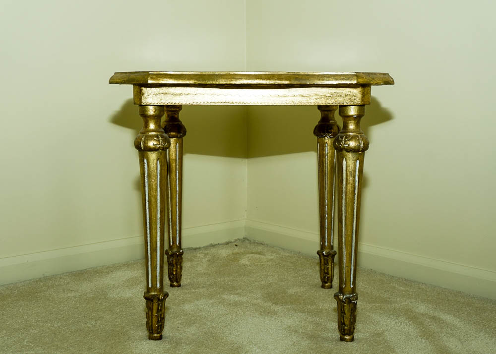 Cream and Gold Accent Table