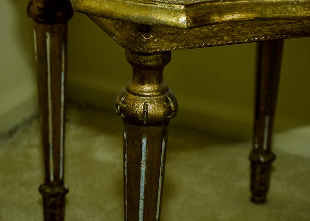 Cream and Gold Accent Table