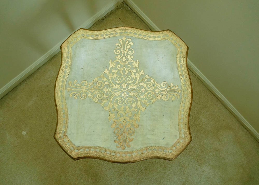 Cream and Gold Accent Table