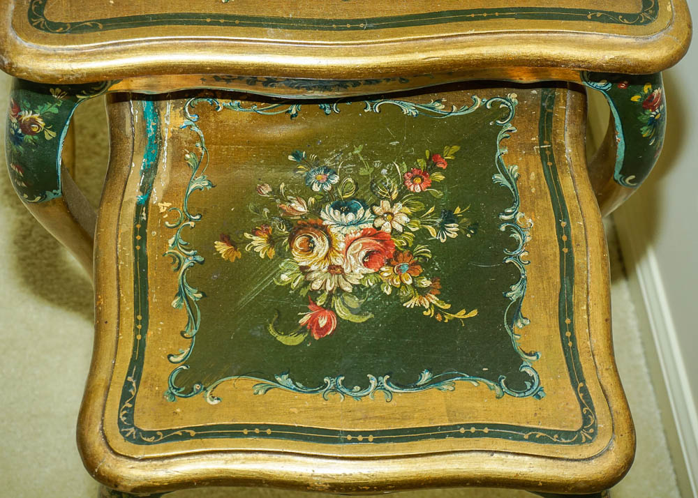 Vintage Painted Nesting Table Trio
