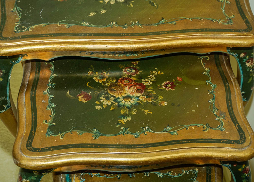 Vintage Painted Nesting Table Trio