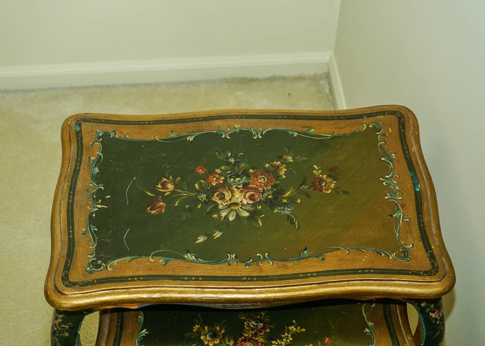 Vintage Painted Nesting Table Trio