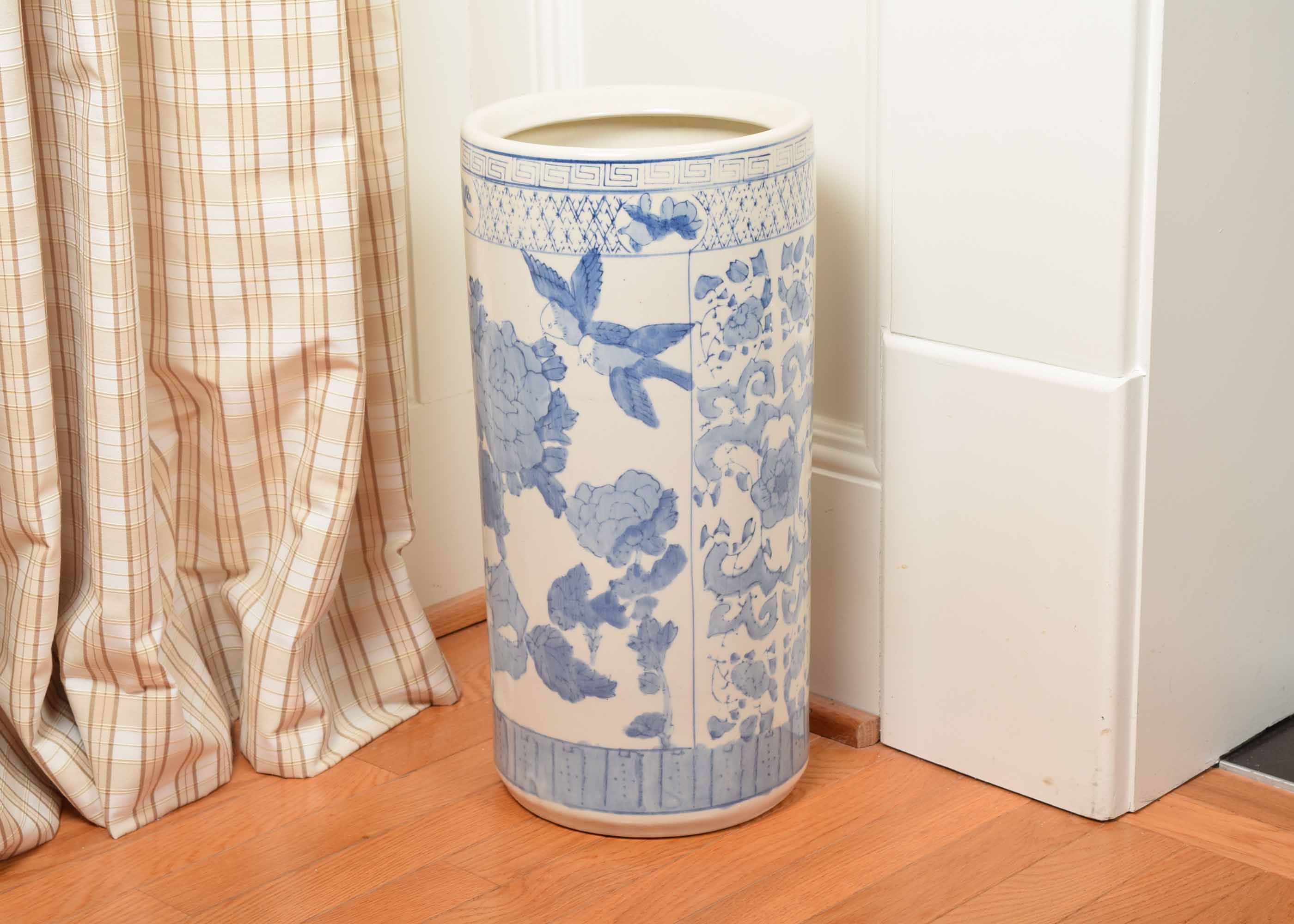 Blue and Bisque Asian Umbrella Stand