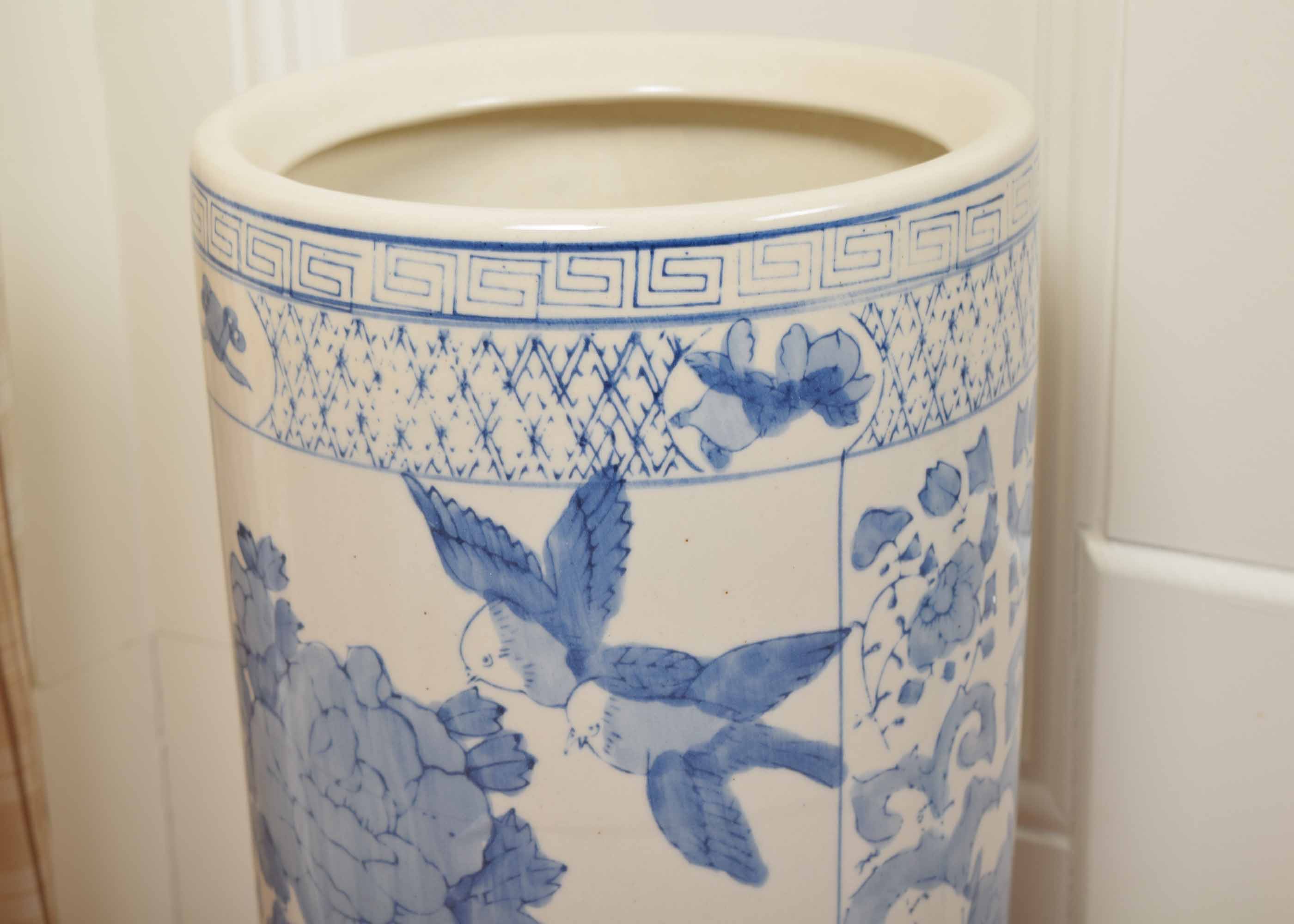 Blue and Bisque Asian Umbrella Stand