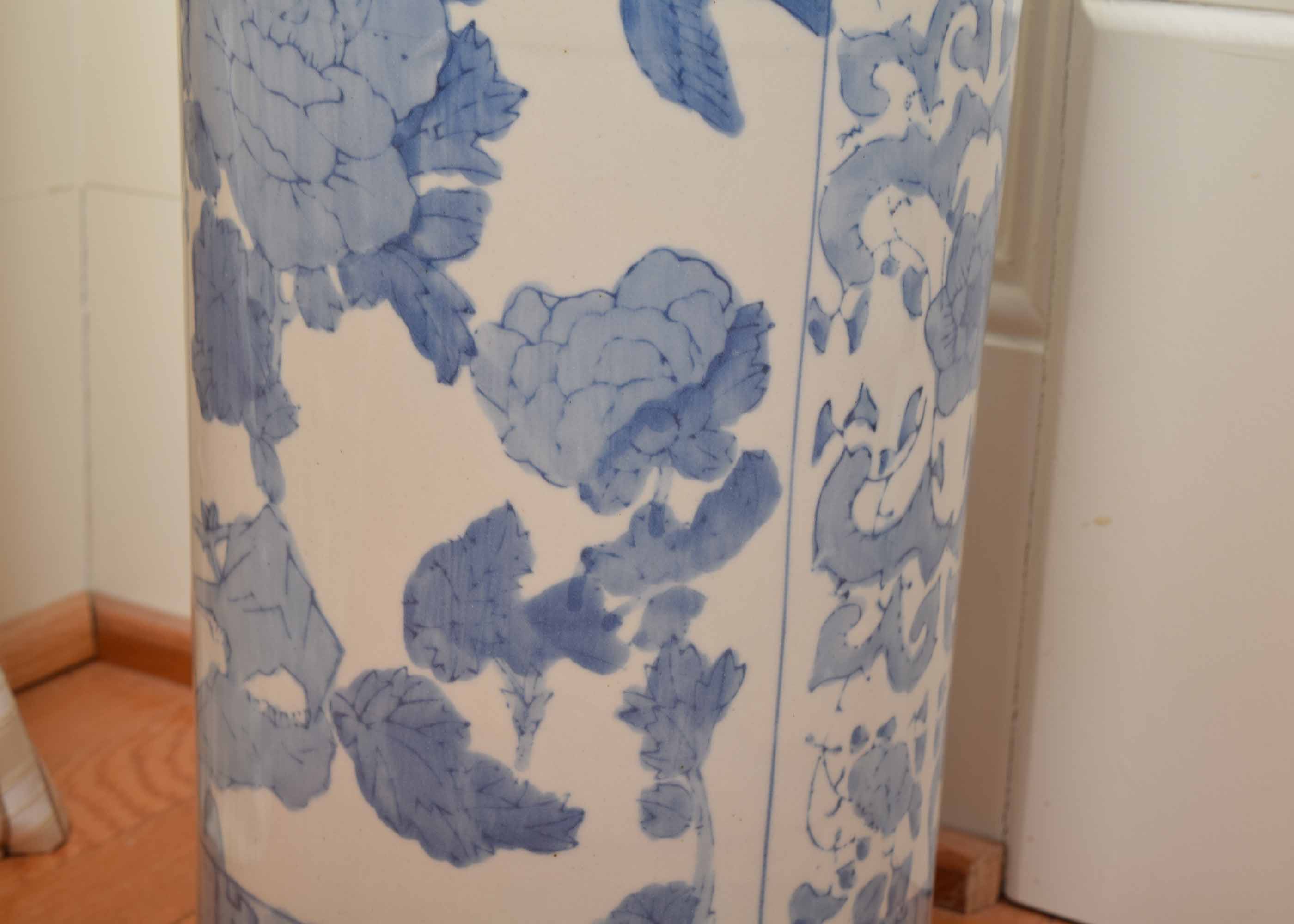 Blue and Bisque Asian Umbrella Stand