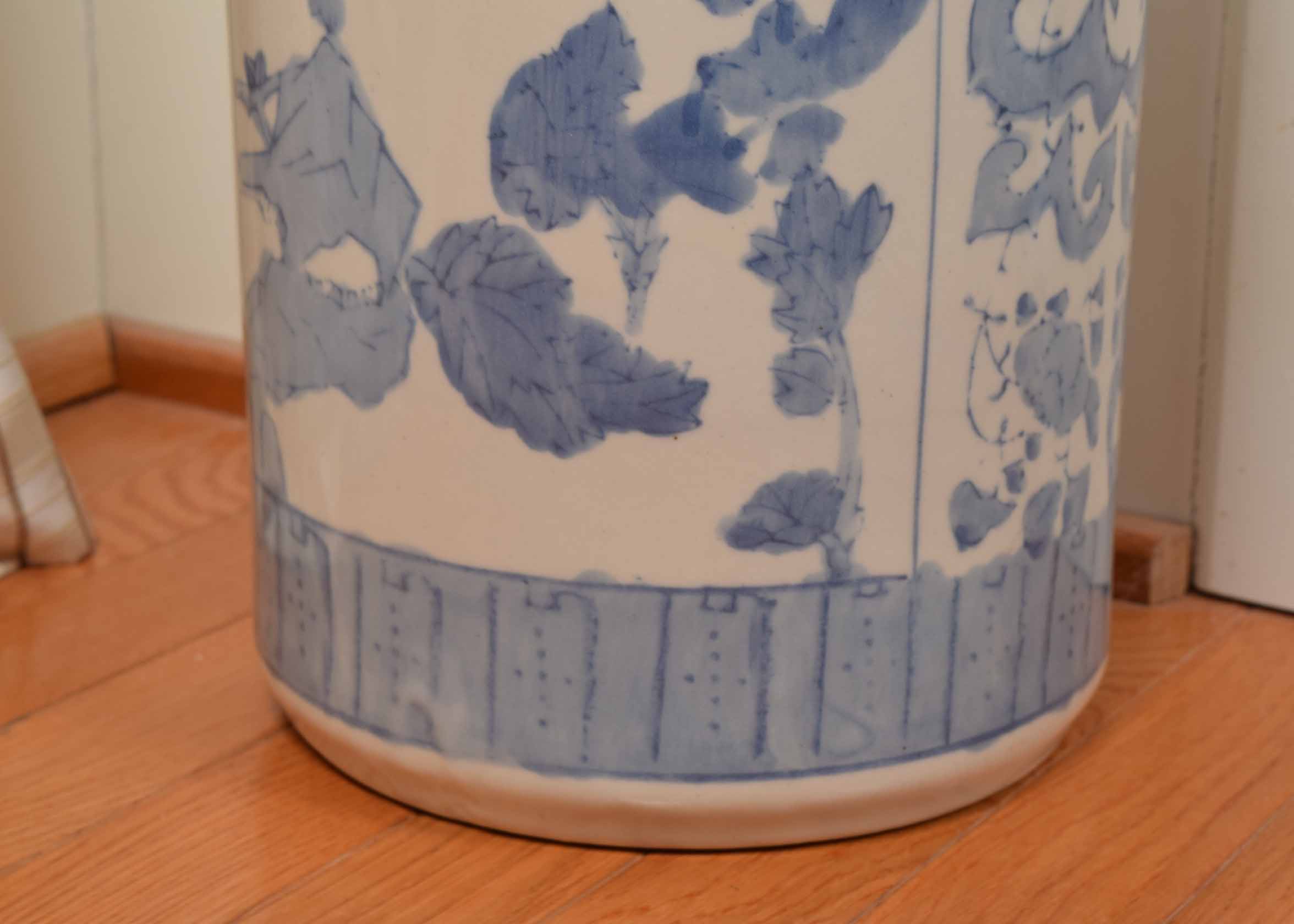 Blue and Bisque Asian Umbrella Stand