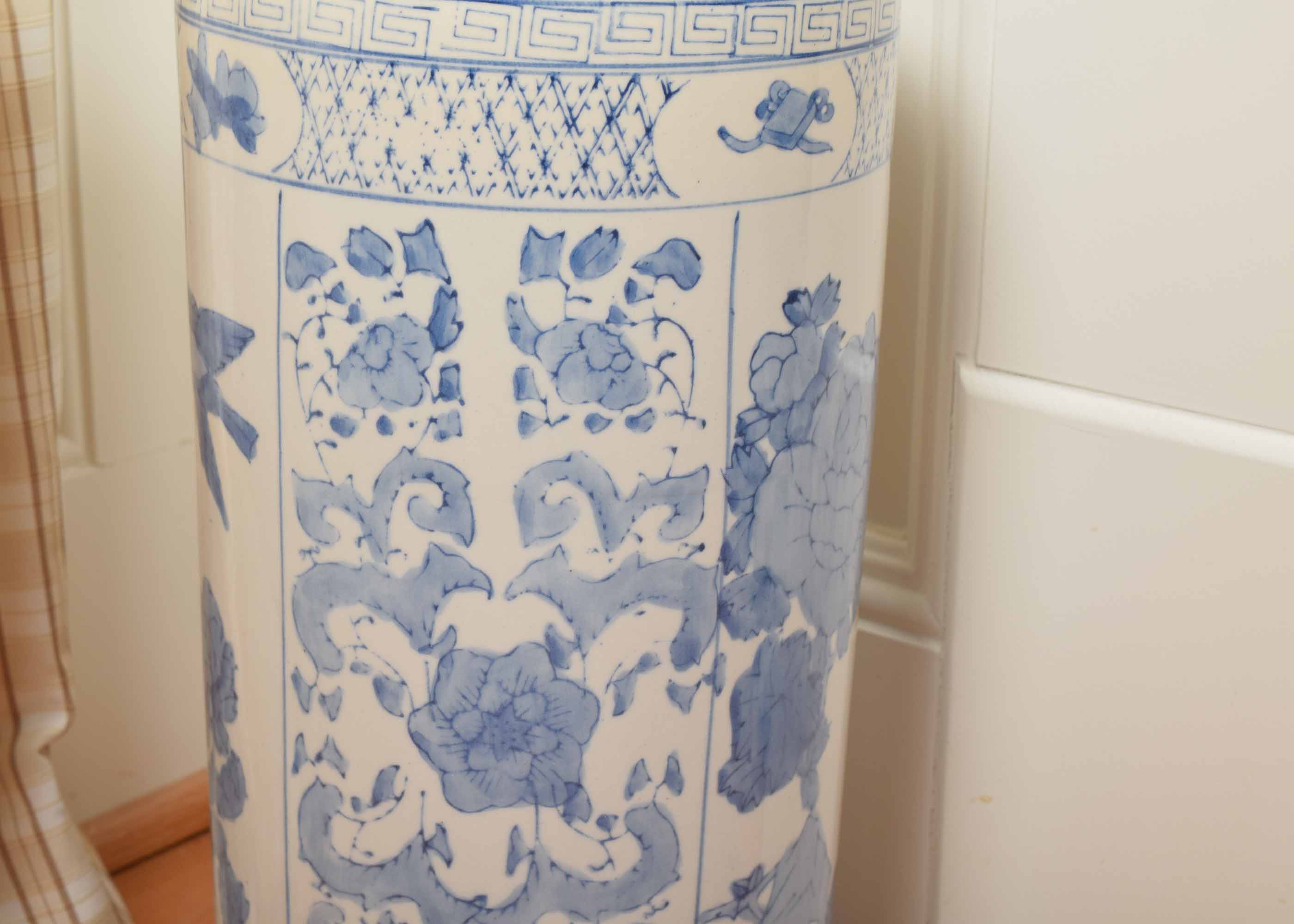 Blue and Bisque Asian Umbrella Stand