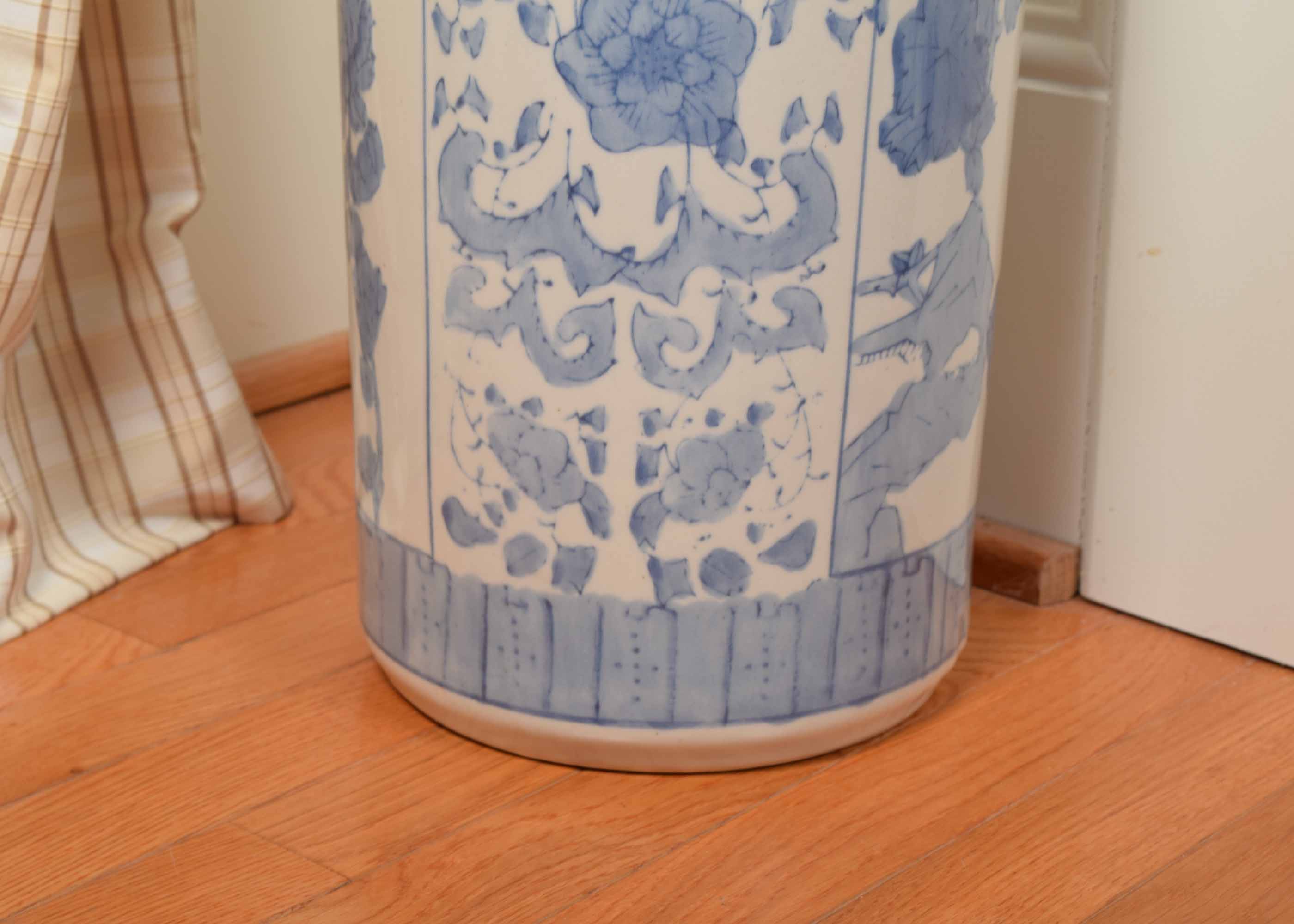Blue and Bisque Asian Umbrella Stand