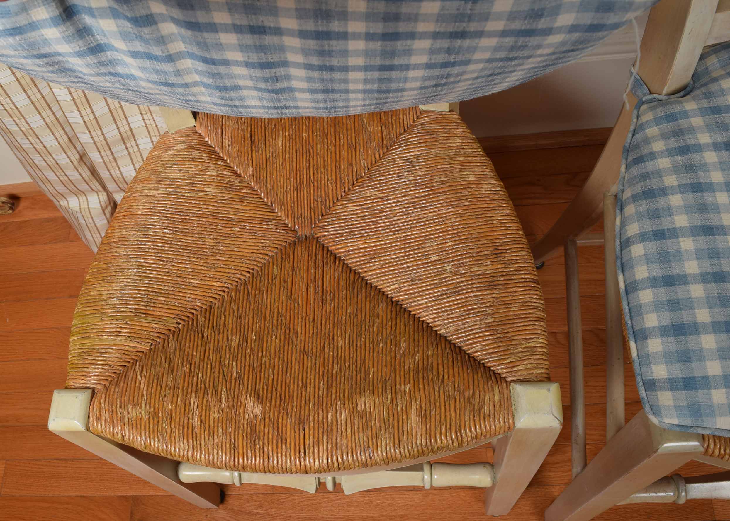 Pair of Painted Vintage Rush Seat Chairs